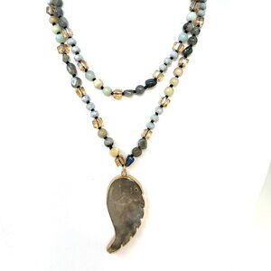 🆕😍Amazonite. Grey Agate & Topaz Amulet